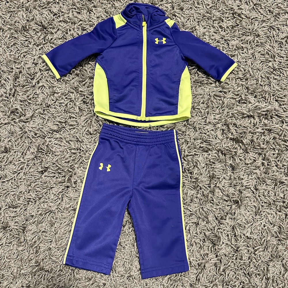 Under Armour Baby Set 0–3M • Purple/Indigo • Neon Yellow